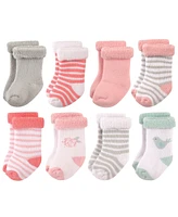 Hudson Baby Girls Cotton Rich Newborn and Terry Socks