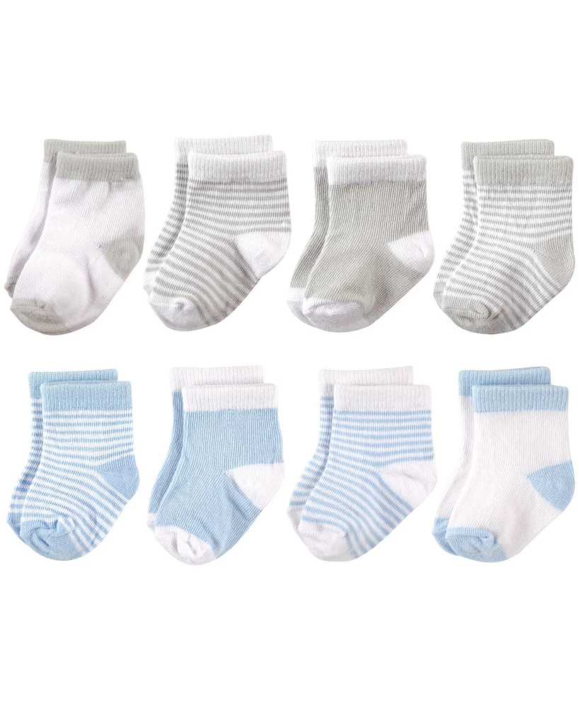 Hudson Baby Boys Cotton Rich Newborn and Terry Socks, Light Blue Gray, 0-6 Months