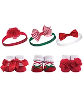 Hudson Baby Infant Girl Headband and Socks Giftset 6pc