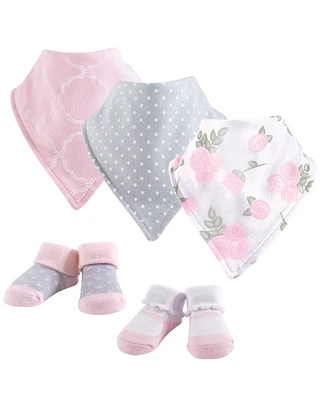 Hudson Baby Infant Boy Cotton Bib and Sock Set 5pk