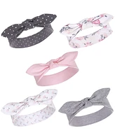 Hudson Baby Girls Cotton Headbands 5pk, Daisy, 0-24 Months