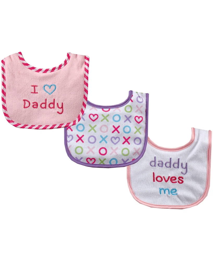 Luvable Friends Baby Girl Cotton Drooler Bibs with Fiber Filling 3pk