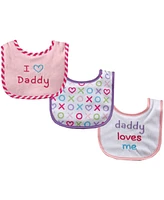 Luvable Friends Baby Girl Cotton Drooler Bibs with Fiber Filling 3pk