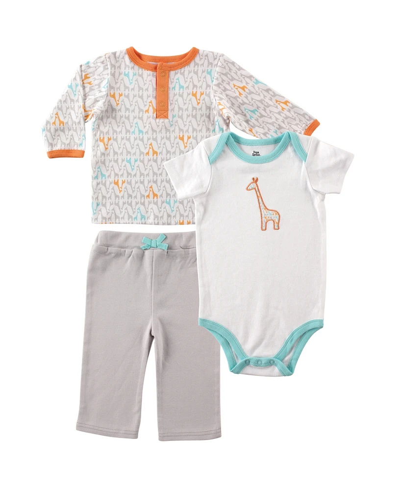 Yoga Sprout Baby Boys Unisex Cotton Layette Set, Giraffe