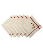 Embroidered Fall Leaves Corner with Border Napkin, Set of 6