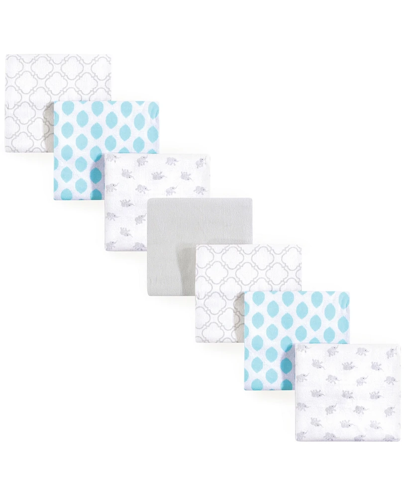 Luvable Friends Baby Cotton Flannel Receiving Blankets, Elephant 7-Pack, One Size