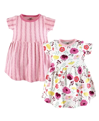 Touched by Nature Toddler Girls Organic Cotton Short-Sleeve Dresses 2pk, Rosebud, 5