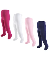Touched by Nature Toddler and Kids Girl Cotton Tights, Cream Pink, 2T-4T