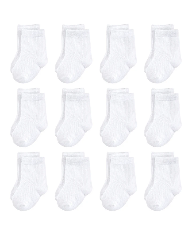 Touched by Nature Baby Boys Unisex Organic Cotton Socks, White Terry, 6-12 Months