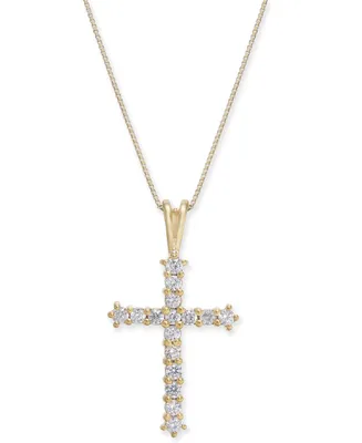 Diamond Cross 18" Pendant Necklace (1/2 ct. t.w.) in 14k Gold