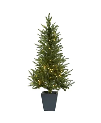 4.5-Ft. Christmas Tree with Clear Lights and Decorative Planter