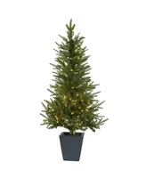 4.5-Ft. Christmas Tree with Clear Lights and Decorative Planter