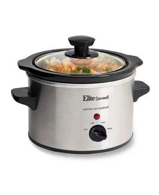 Elite Cuisine 1.5Qt Slow Cooker with Glass Lid, Adjustable Temperature Controls, Keep Warm Function