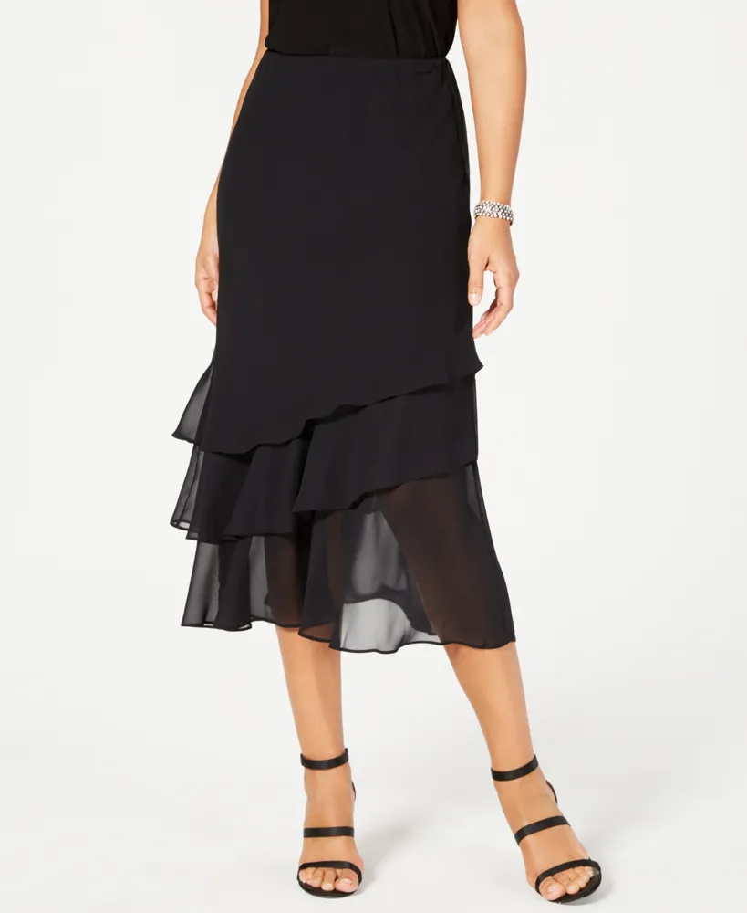 Alex Evenings Skirt, Tiered Chiffon Midi