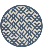 Safavieh Courtyard CY6915 Navy and Beige 5'3" x 5'3" Sisal Weave Round Outdoor Area Rug