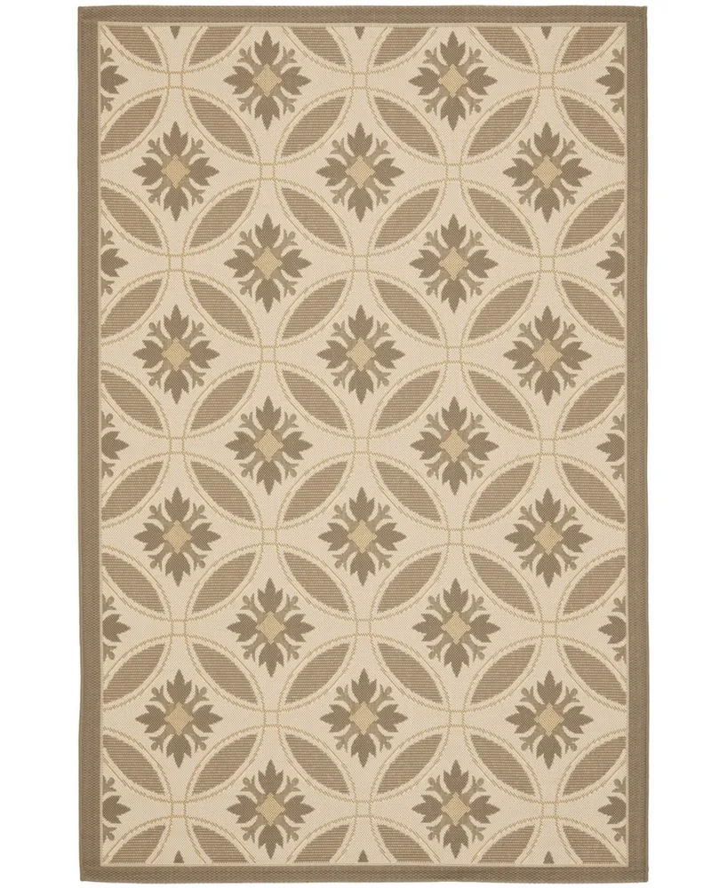 Safavieh Courtyard CY7844 Beige and Dark Beige 4' x 5'7" Outdoor Area Rug