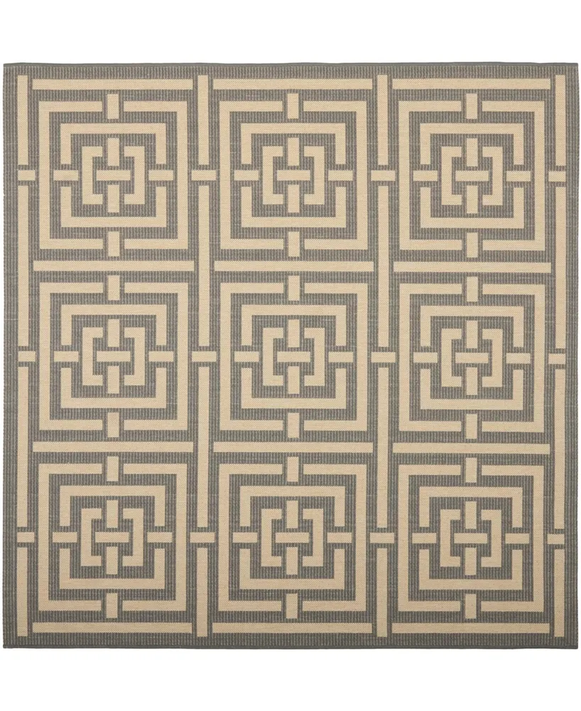 Safavieh Courtyard CY6937 Gray and Cream 6'7" x 6'7" Sisal Weave Square Outdoor Area Rug