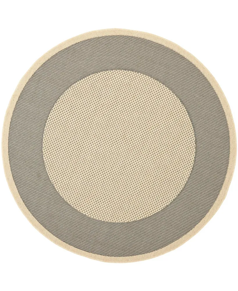 Safavieh Courtyard CY7987 Gray and Cream 7'10" x 7'10" Sisal Weave Round Outdoor Area Rug