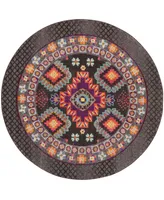 Safavieh Monaco MNC240 Brown and Multi 6'7" x 6'7" Round Area Rug