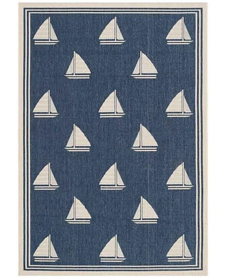 Safavieh Courtyard CY7422 Navy and Beige 5'3" x 7'7" Sisal Weave Outdoor Area Rug