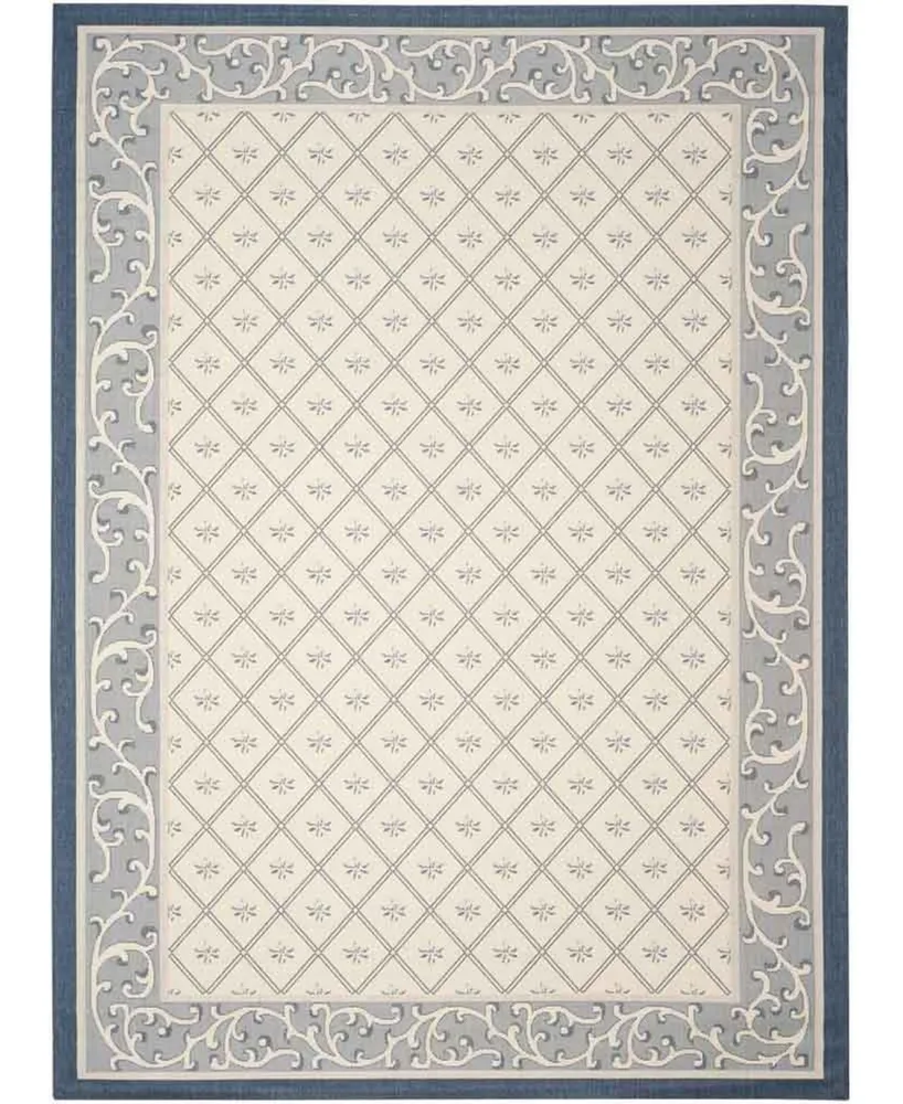 Safavieh Courtyard CY7427 Beige and Navy 9' x 12' Sisal Weave Outdoor Area Rug