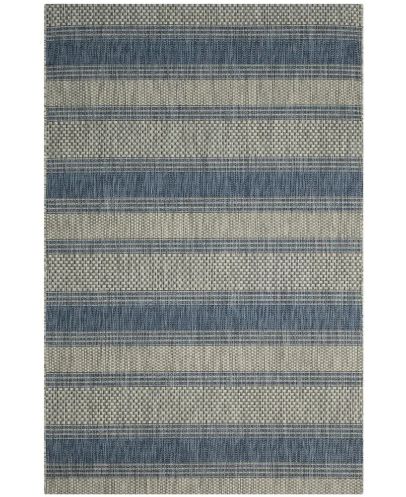 Safavieh Courtyard CY8464 Gray and Navy 4' x 5'7" Outdoor Area Rug