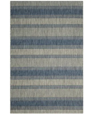 Safavieh Courtyard CY8464 Gray and Navy 4' x 5'7" Outdoor Area Rug