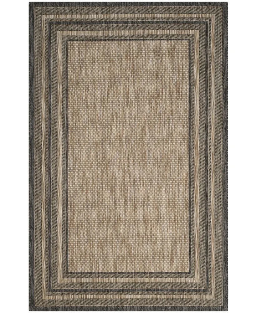 Safavieh Courtyard CY8475 Natural and Black 4' x 5'7" Outdoor Area Rug