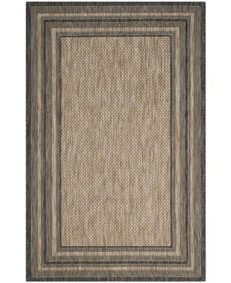 Safavieh Courtyard CY8475 Natural and Black 4' x 5'7" Outdoor Area Rug