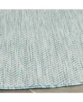 Safavieh Courtyard CY8022 Aqua and Gray 6'7" x 6'7" Sisal Weave Round Outdoor Area Rug