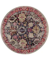 Safavieh Monaco MNC206 Gray and Multi 5' x 5' Round Area Rug