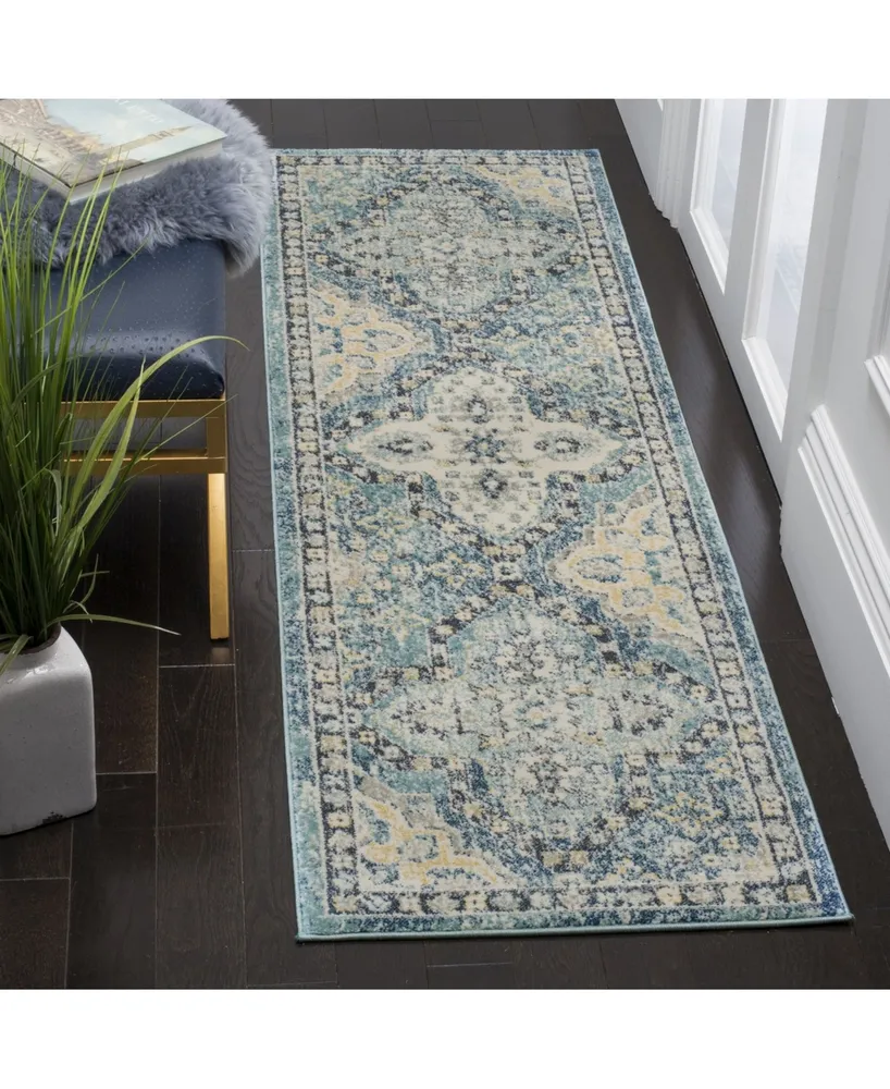 Safavieh Evoke EVK274 Light Blue and Ivory 2'2" x 9' Runner Area Rug