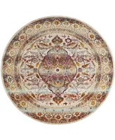 Safavieh Baldwin BDN189 Ivory and Fuchsia 6'7" x 6'7" Round Area Rug