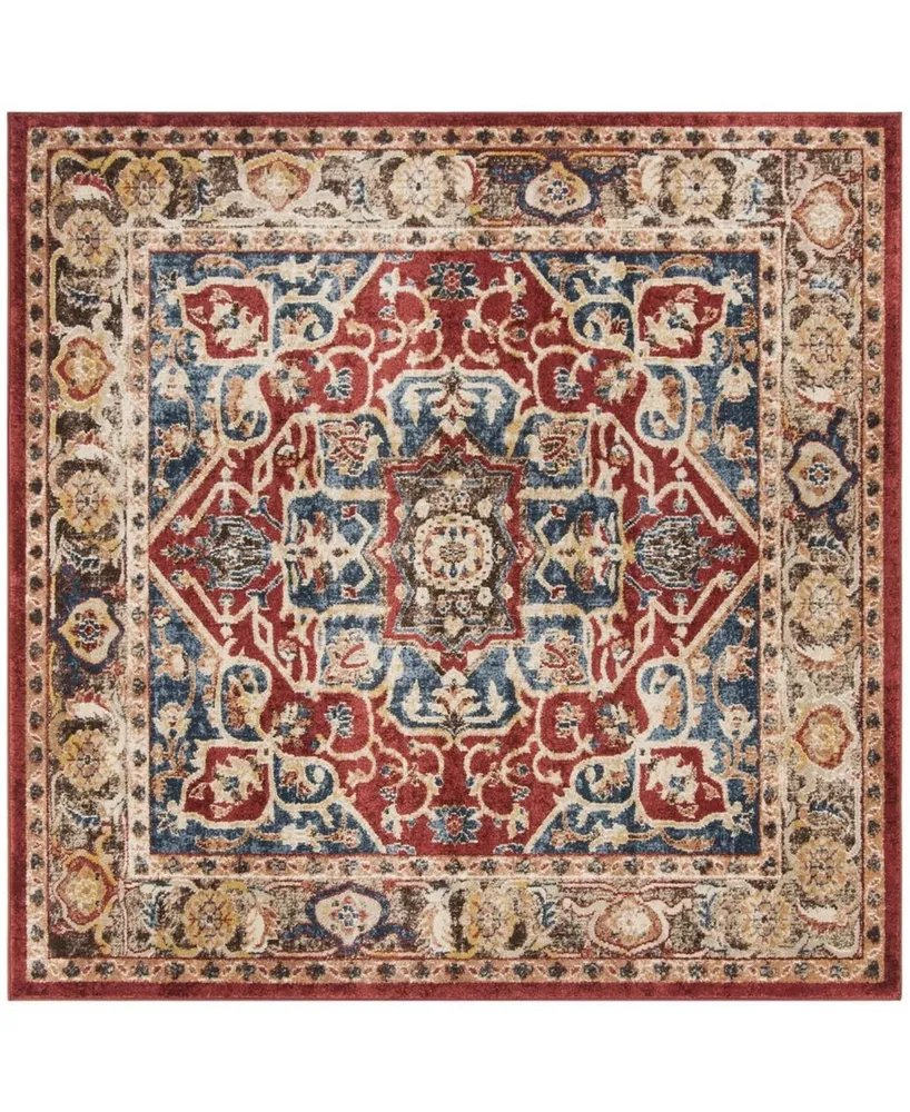 Safavieh Bijar BIJ605 Red and Royal 6'7" x 6'7" Square Area Rug