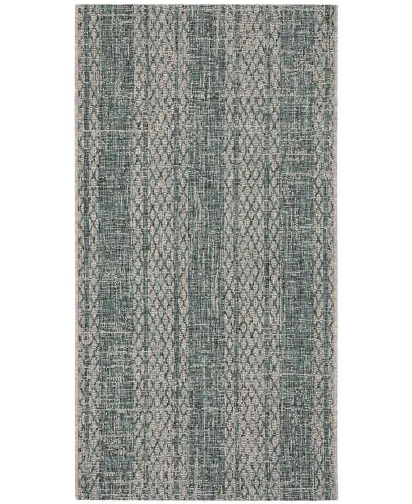 Safavieh Courtyard CY8736 Light Gray and Teal 2'7" x 5' Sisal Weave Outdoor Area Rug