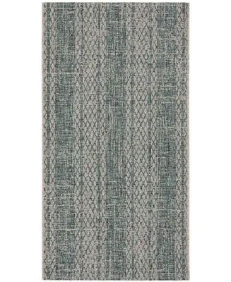 Safavieh Courtyard CY8736 Light Gray and Teal 2'7" x 5' Sisal Weave Outdoor Area Rug