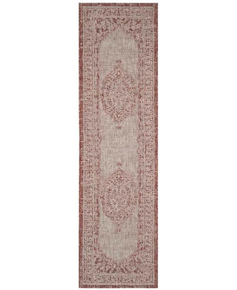 Safavieh Courtyard CY8751 Light Beige and Terracotta 2'3" x 8' Sisal Weave Runner Outdoor Area Rug