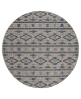 Safavieh Courtyard CY8863 Gray and Navy 6'7" x 6'7" Round Outdoor Area Rug