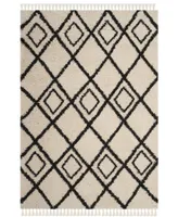 Safavieh Moroccan Fringe Shag MFG244 Cream and Charcoal 6'7" X 9'6" Area Rug