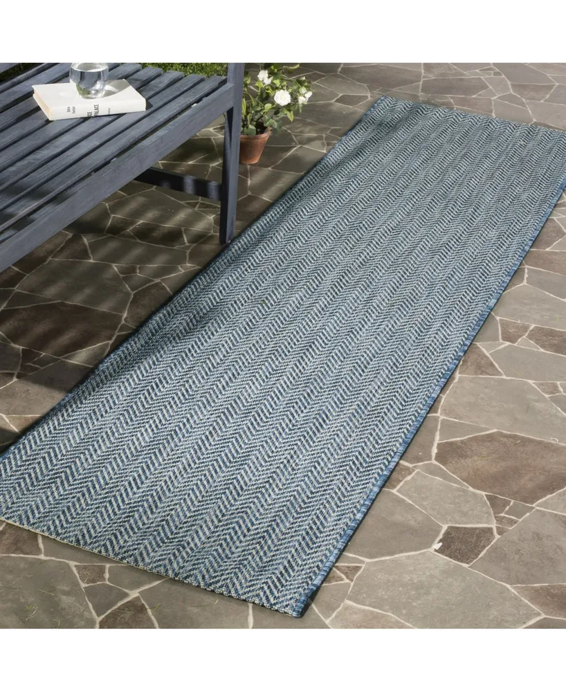 Safavieh Courtyard CY8022 Navy and Grey 2'3" x 10' Sisal Weave Runner Outdoor Area Rug