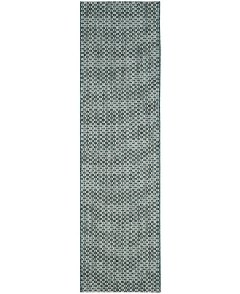 Safavieh Courtyard CY8653 Turquoise and Light Grey 2'3" x 6'7" Sisal Weave Runner Outdoor Area Rug