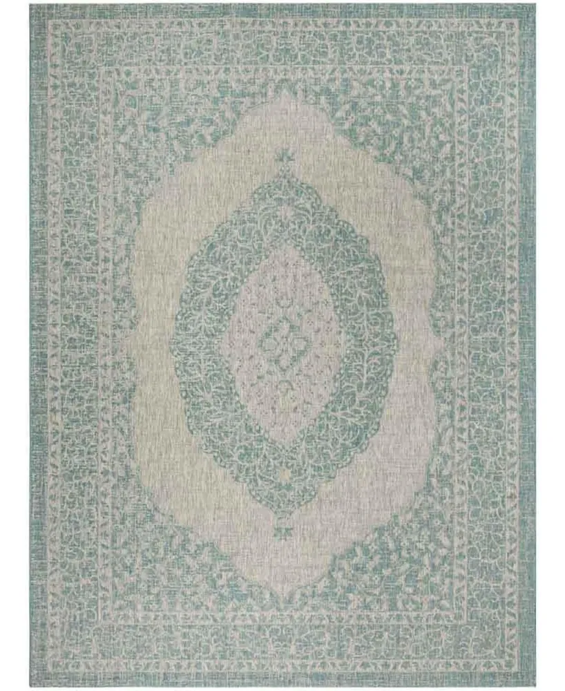 Safavieh Courtyard CY8751 Light Gray and Aqua 9' x 12' Sisal Weave Outdoor Area Rug