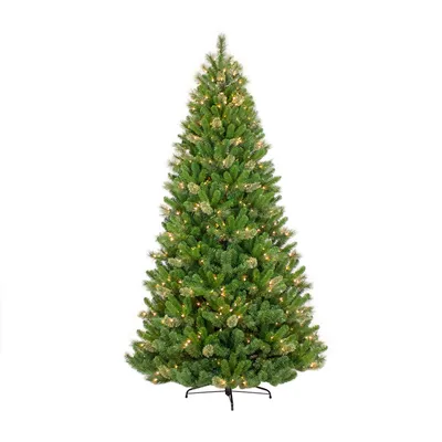 Puleo International 7.5 ft. Pre-Lit Teton Pine Artificial Christmas Tree with 600 Clear Ul listed Lights