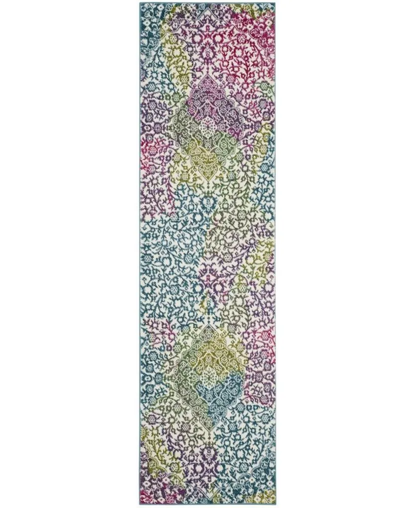 Safavieh Watercolor WTC672 Ivory and Fuchsia 2'2" x 6' Runner Area Rug