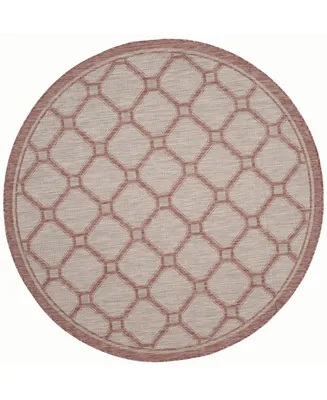 Safavieh Courtyard CY8474 Red and Beige 6'7" x 6'7" Sisal Weave Round Outdoor Area Rug