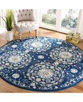 Safavieh Evoke EVK252 Navy and Ivory 6'7" x 6'7" Round Area Rug