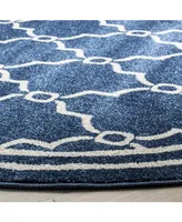 Safavieh Amherst AMT414 Navy and Beige 7' x 7' Round Area Rug