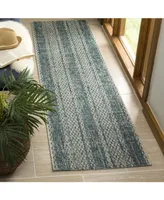 Safavieh Courtyard CY8736 Light Grey and Teal 2'3" x 8' Sisal Weave Runner Outdoor Area Rug