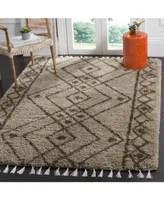 Safavieh Moroccan Fringe Shag MFG248 Mushroom and Gray 5'1" X 7'6" Area Rug