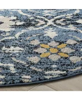 Safavieh Amsterdam Blue and Creme 6'7" x 6'7" Round Outdoor Area Rug